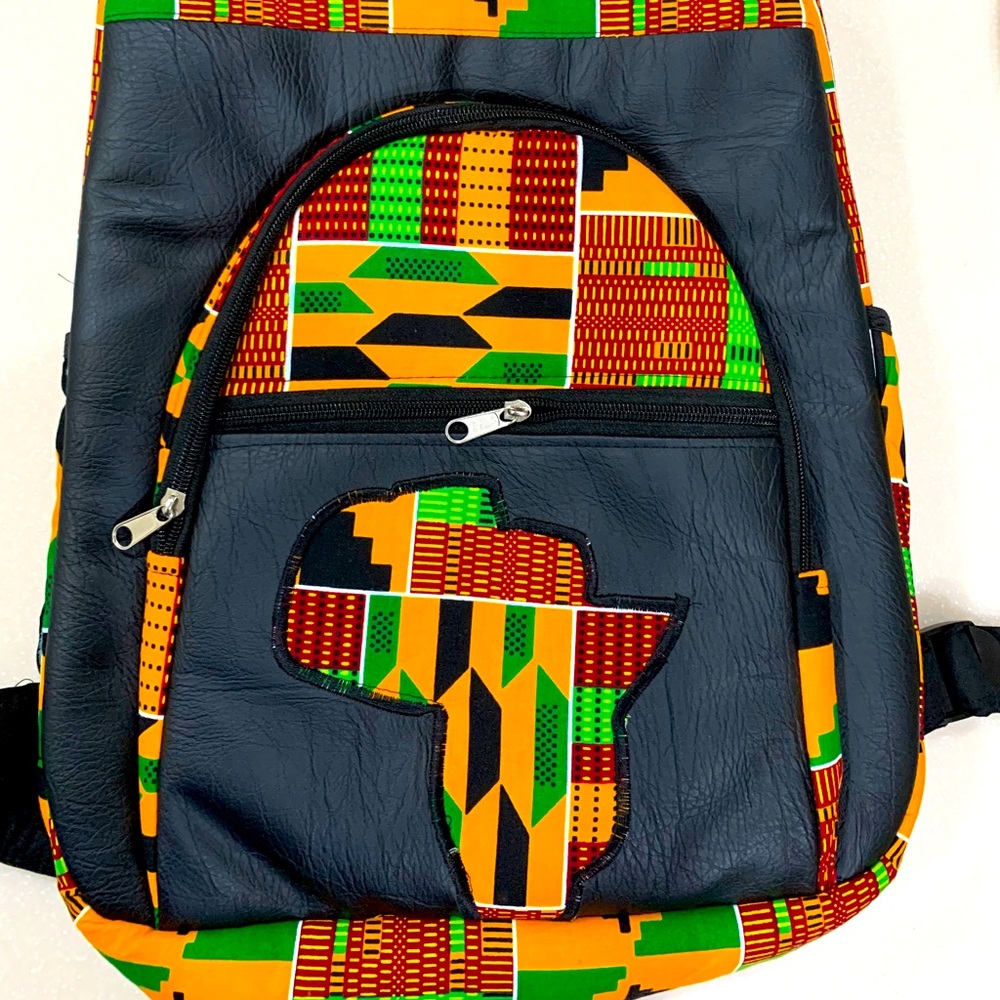 African kente print backpack